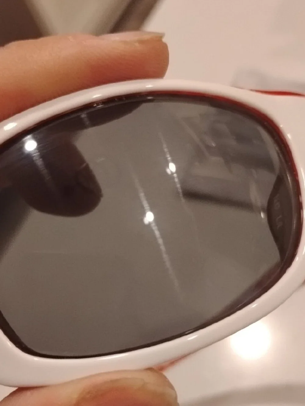 Oakley Side-Ways White and Red Sport Sunglasses with Dark Polarized Lenses